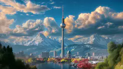 Fernsehturm vor Alpenpanorama: Erste KI-produzierte Werbekampagne gestartet